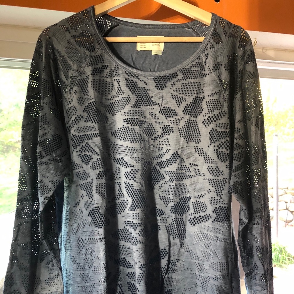 Anthropology sweatshirt top tassel bottom cinch S